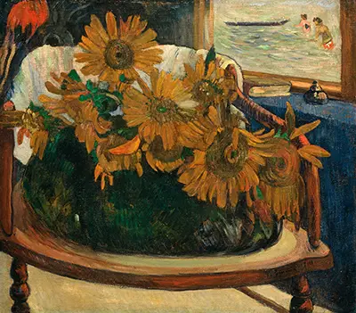 Still Life with Sunflowers on an Armchair Paul Gauguin